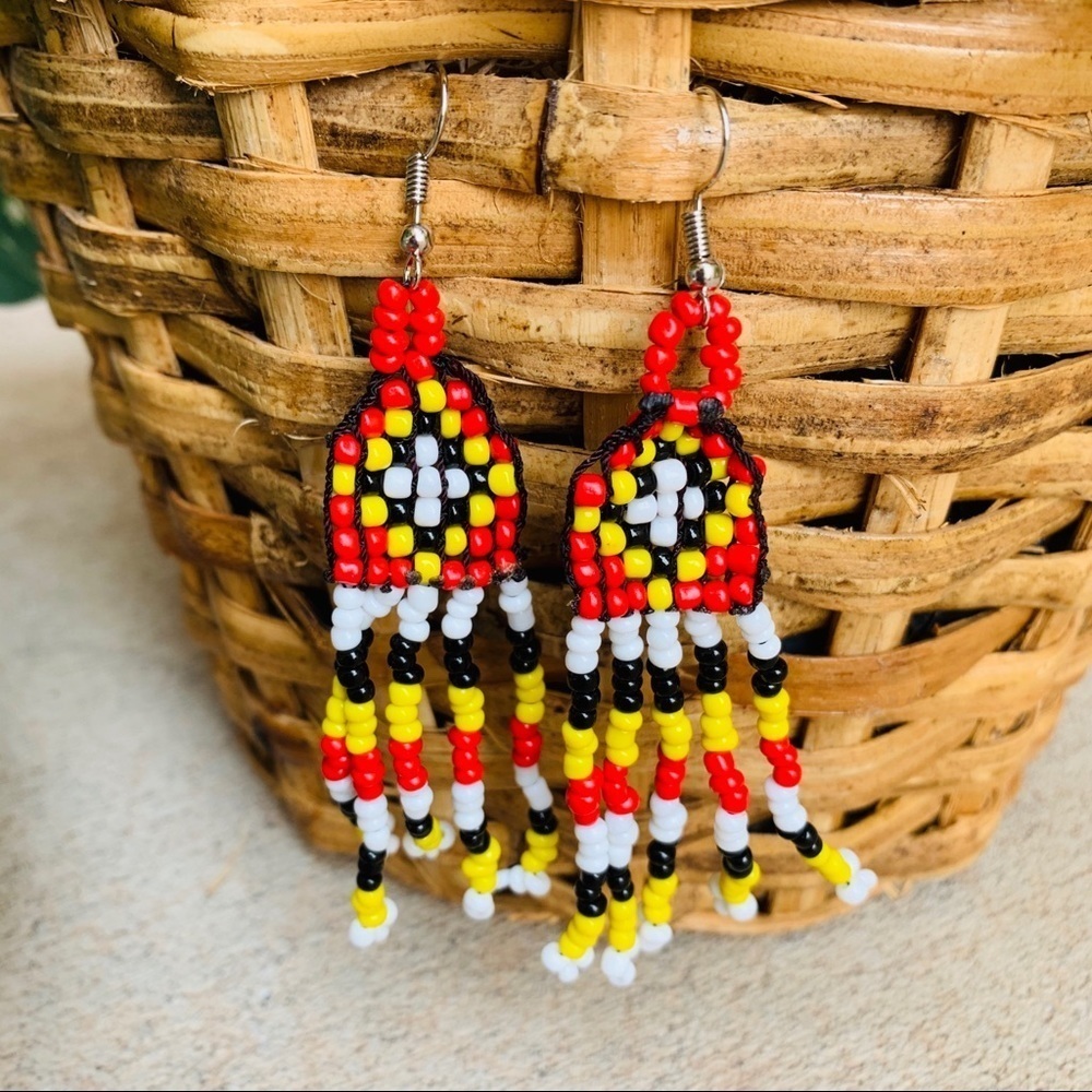 Native American Style Seed Bead Dangle ear… - Picture 2 of 4